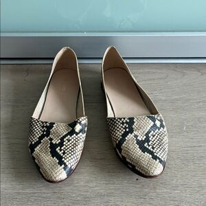 Aldo Beige and Black Snakeskin Flats